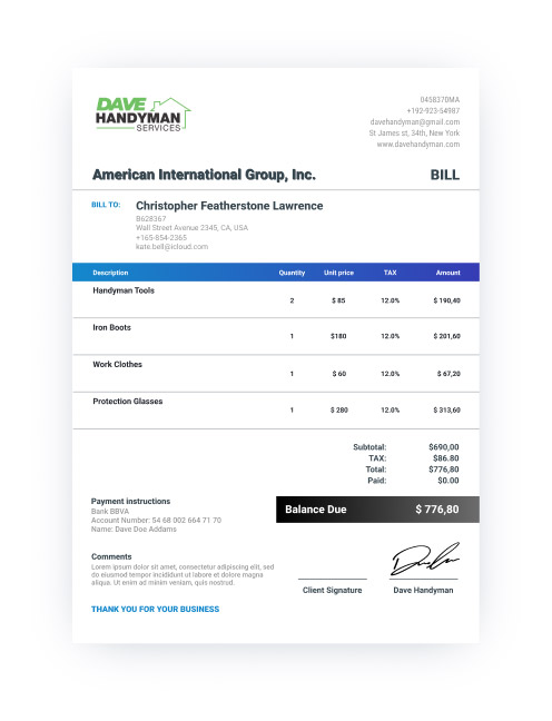 Invoice vs. Bill - Bill