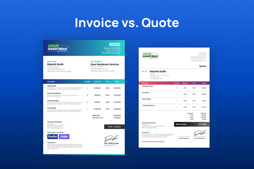 Invoice Vs. Quote