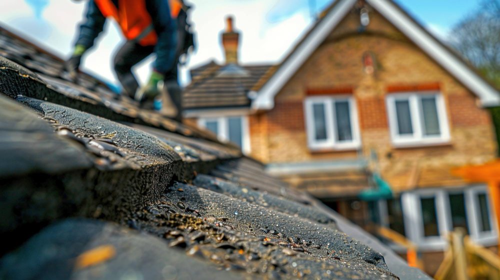 roofing contractor on roof
