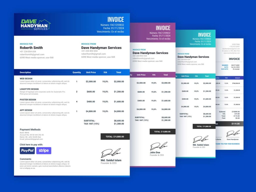 Invoice templates