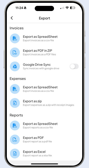 invoice tools export to pdf