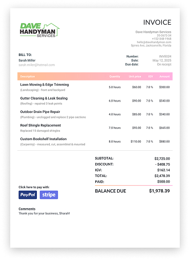 Invoice Template - Professional