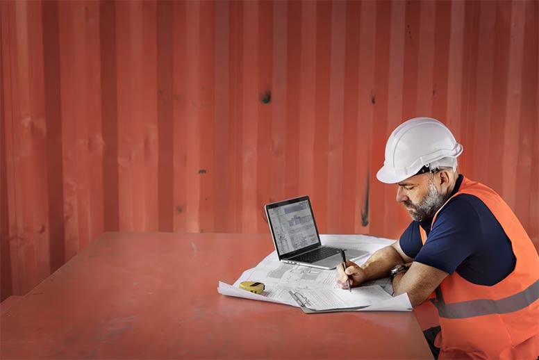 Engineering guy working about the project at construction site
