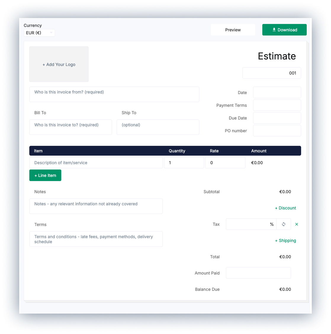Free Estimate Generator