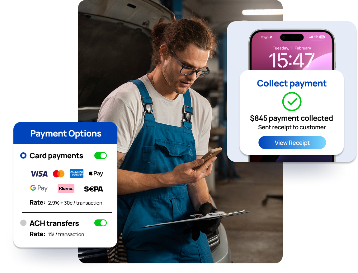Mechanic using Invoice Fly's Online Payments and getting paid fast.
