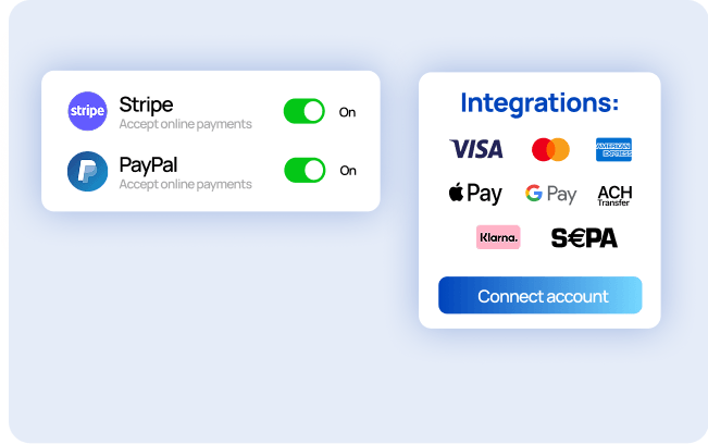 Get paid fast with online payments like Stripe and PayPal