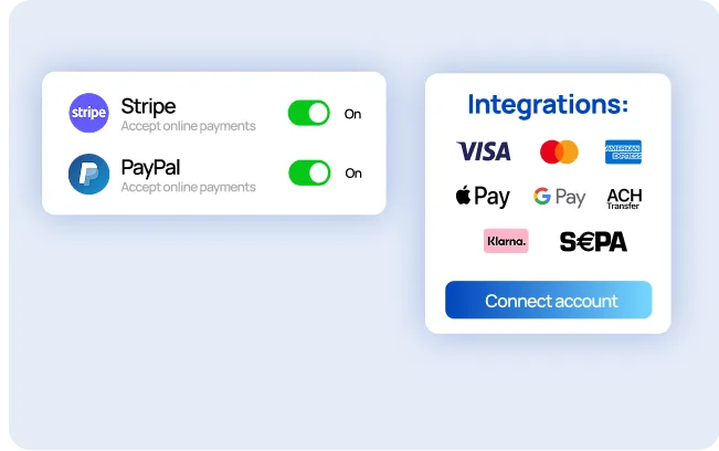 Get paid fast with online payments like Stripe and PayPal