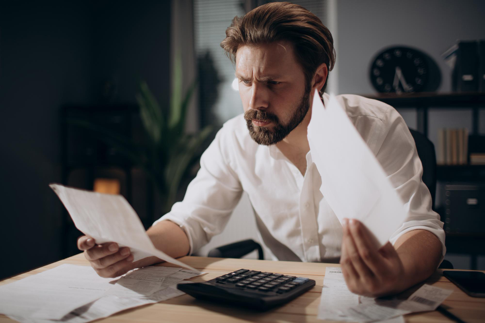 Professional bookkeeper spotting accounting error