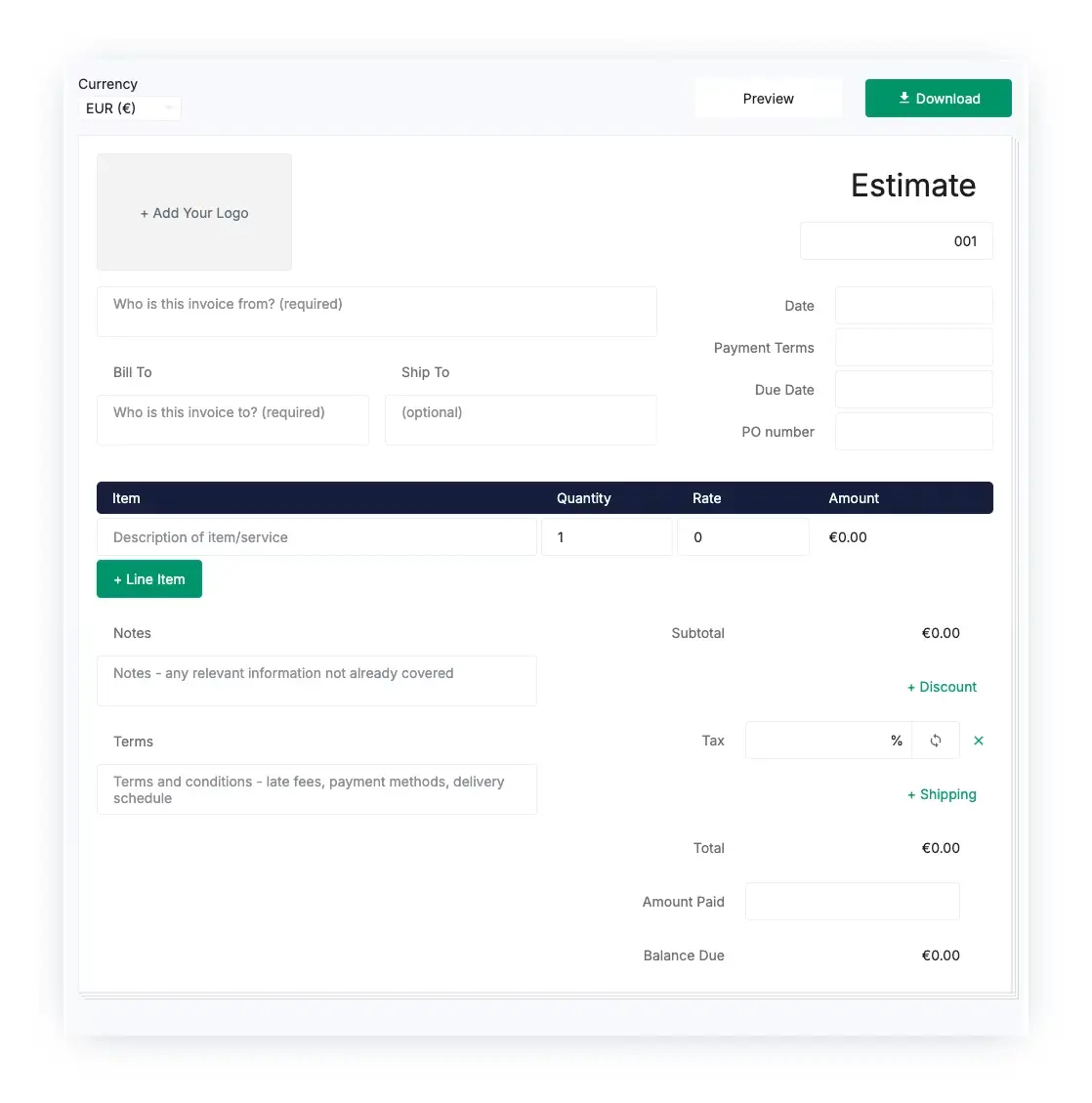Free Estimate Generator
