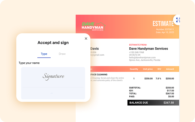 Your clients can add electronic signatures effortlessly