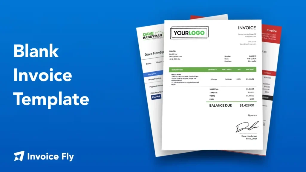 blank invoice templates for google docs, google sheets, microsoft excel, microsoft word and PDF