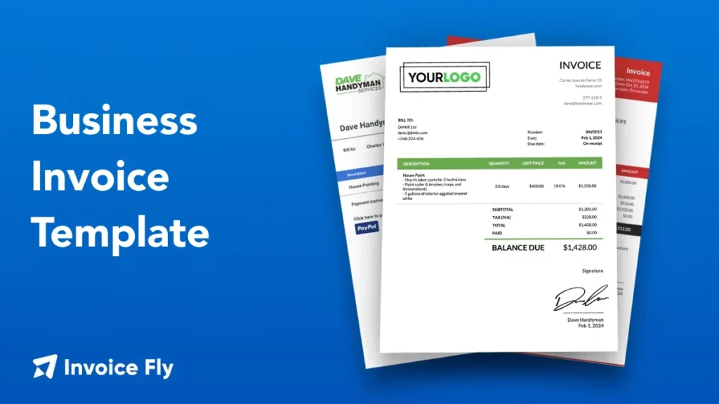 business invoice template for microsoft word, microsoft excel, google sheets, google docs and PDF