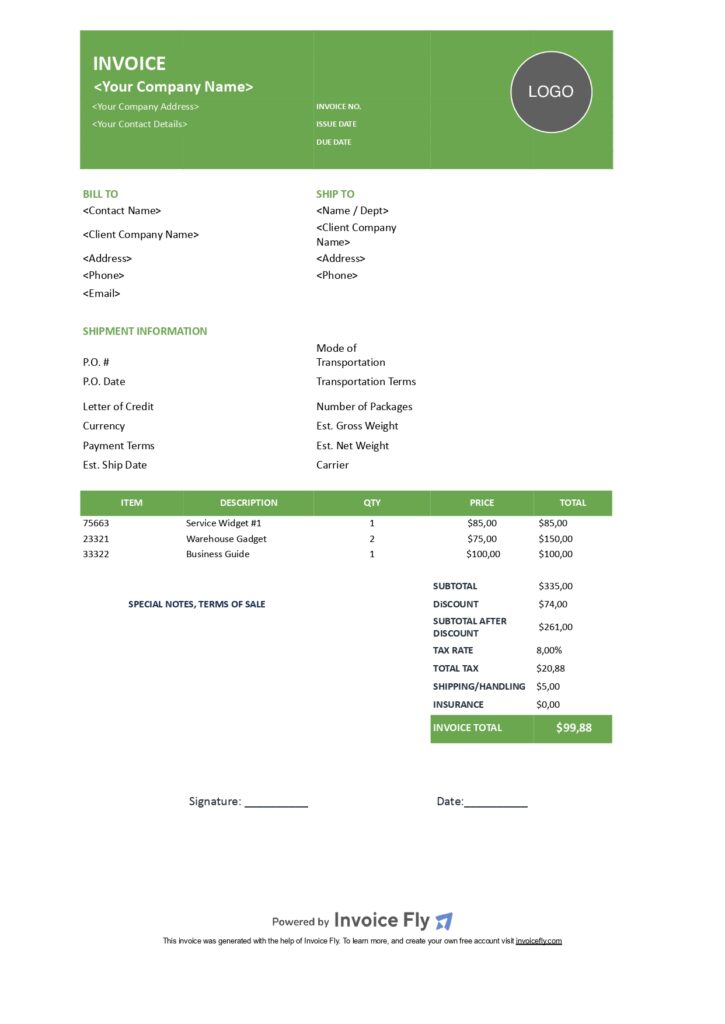commercial-free-invoice-template-green