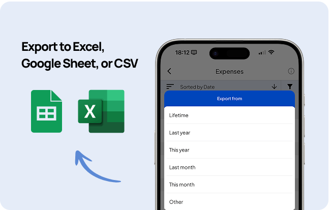 export receipts to excel, spreadsheers or CVS with our receipt scanner