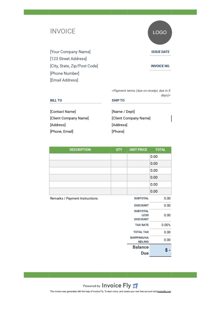 Free Invoice Template Excel (XLSX) | Download Free | Invoice Fly