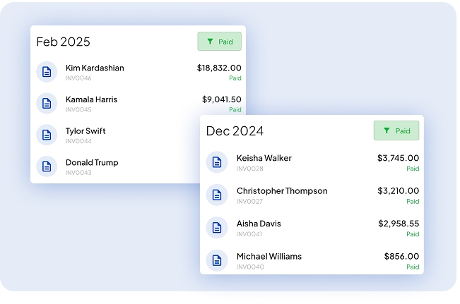 Manage your invoices by month