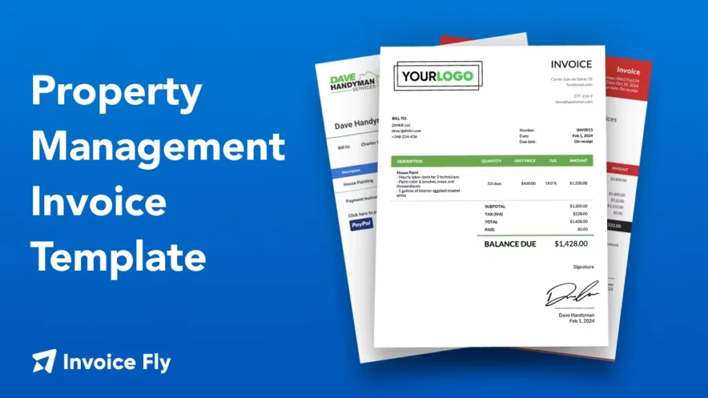 propery management invoice template for google sheets, google docs, microsoft word, microsoft excel and PDF