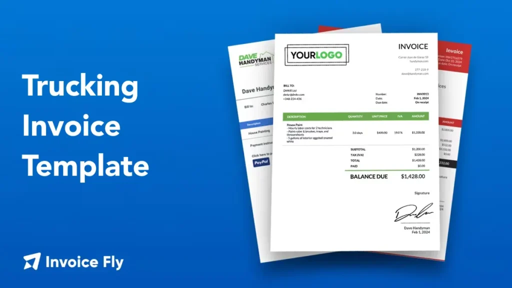 trucking invoice template for word, excel, sheets, docs and PDF