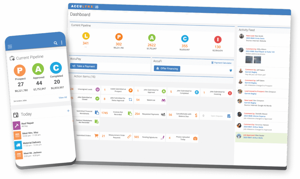 AccuLynx Roofin CRM Dashboard