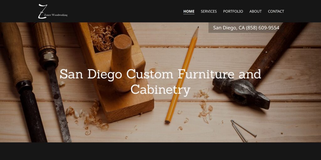 Carpenter website homepage example