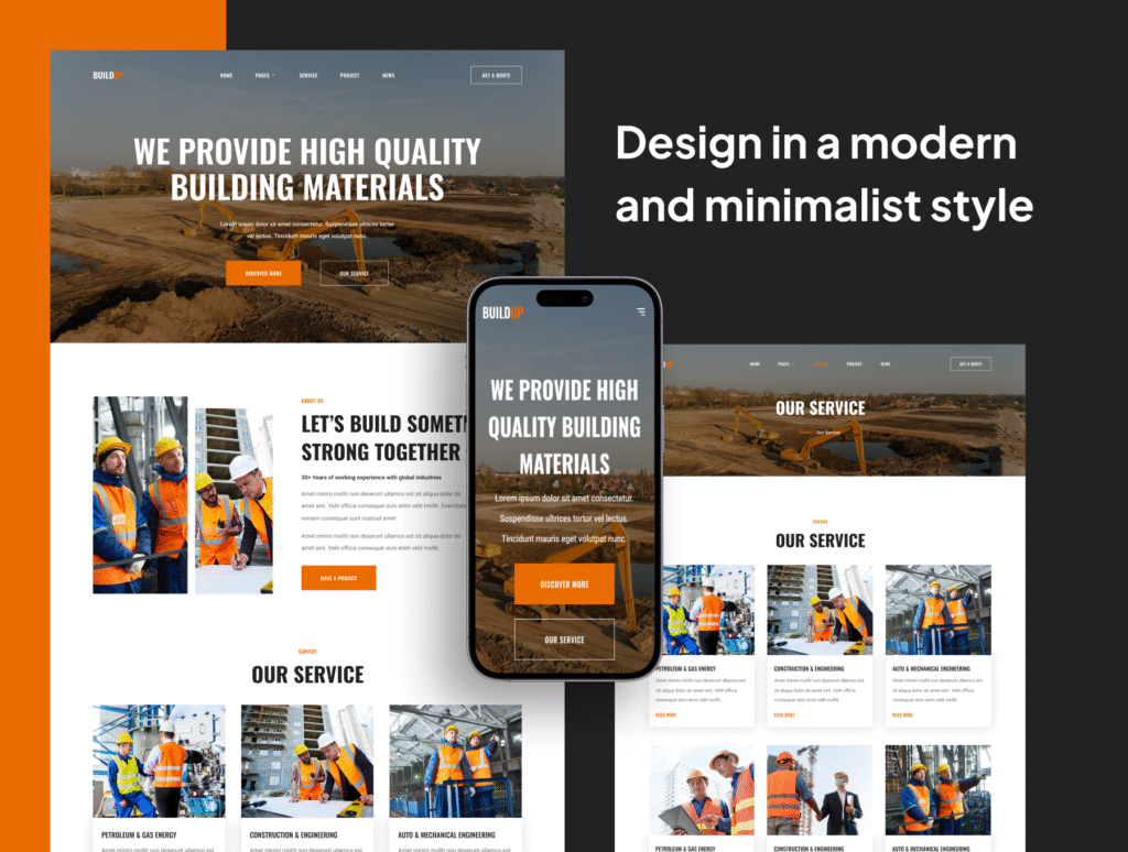 Mobile-friendly construction website.
