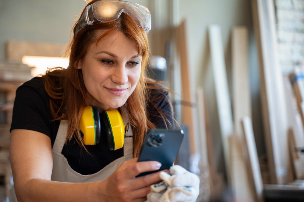 Contractor accepting a credit card payment on Stripe mobile app.