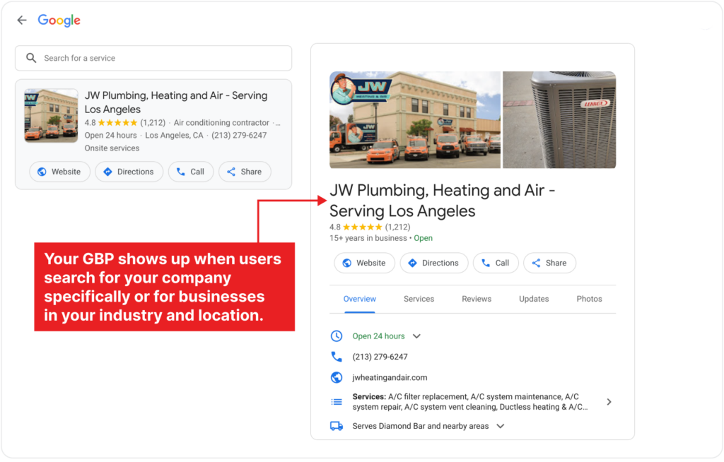 HVAC Google My Business Profile Example