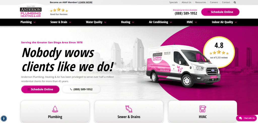 Anderson Plumbing, Heating & Air - HVAC Website Design Examples