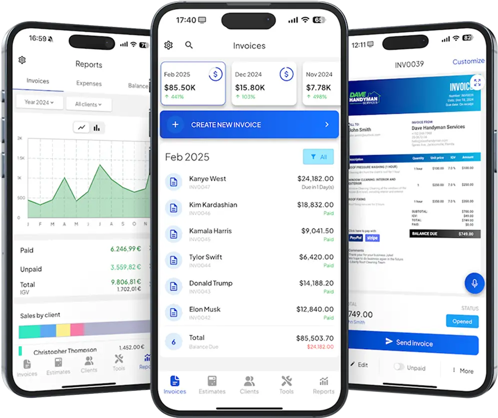 invoice fly mobile dashboard