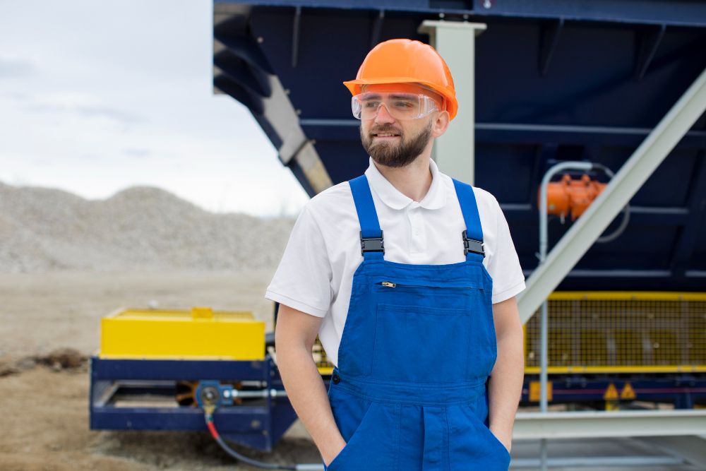 blue collar worker on construction site