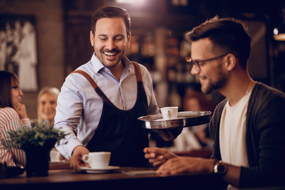 server providing service at restaurant