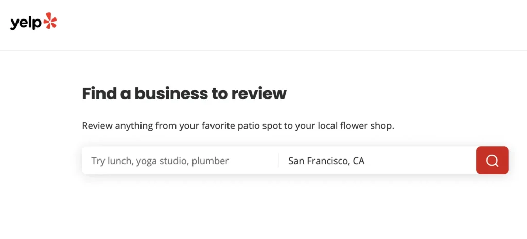 Yelp business reviews search page