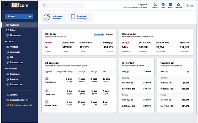 bill com dashboard