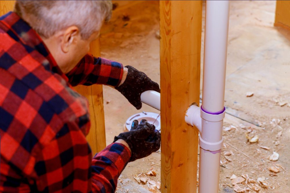 plumbing contractor installing pipes