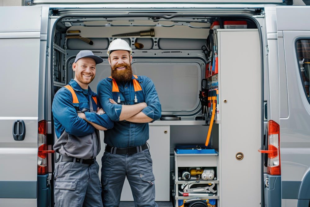 Plumbing company name on service van