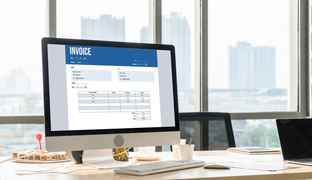 Invoice displayed on accounting software with invoice number