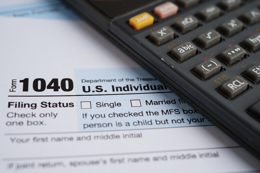US Form 1040 tax document for filing income tax