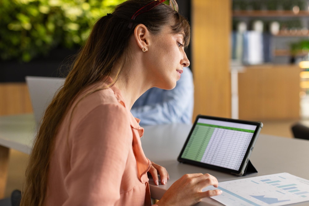 Accounts payable clerk reviewing invoices in automation dashboard

