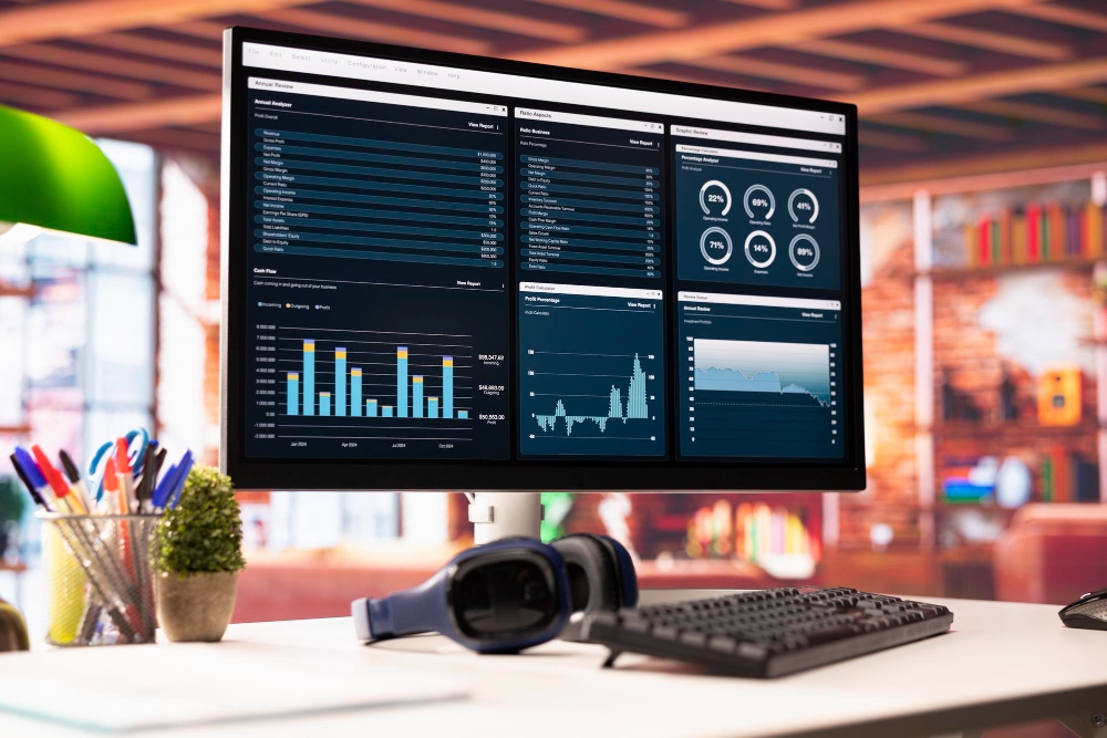 CRM dashboard displaying sales and project data analytics