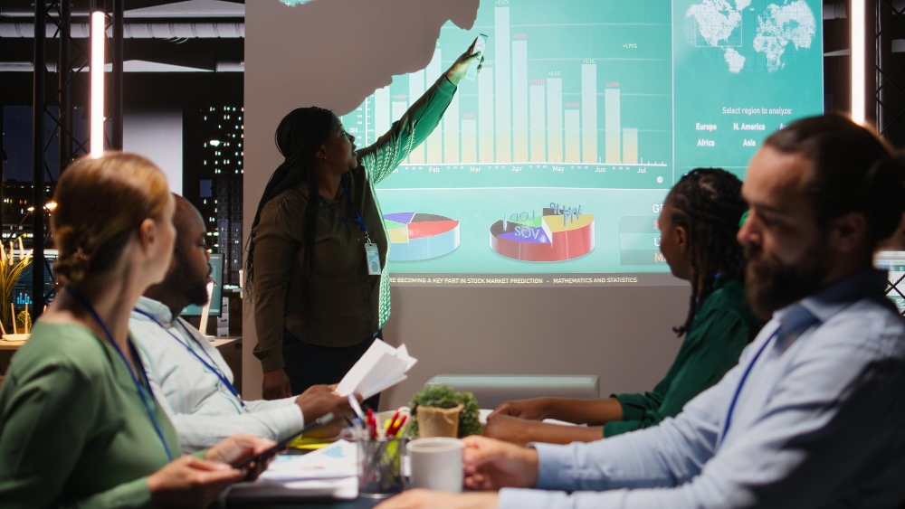 Finance team analyzing monthly expense reports