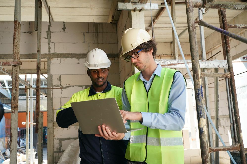 Commercial general contractor supervising active construction project