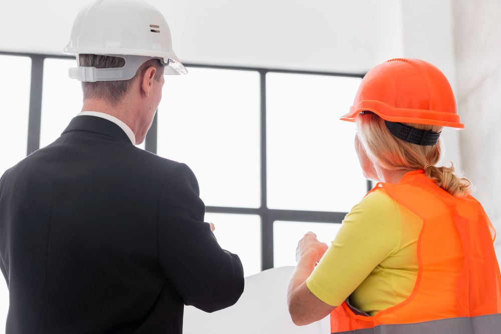 contractor doing sales walkthrough at residential project