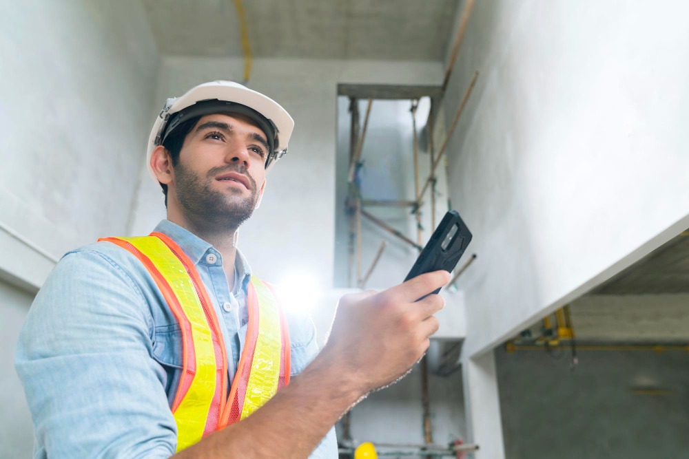 general contractor doing jobsite walkthrough for estimate