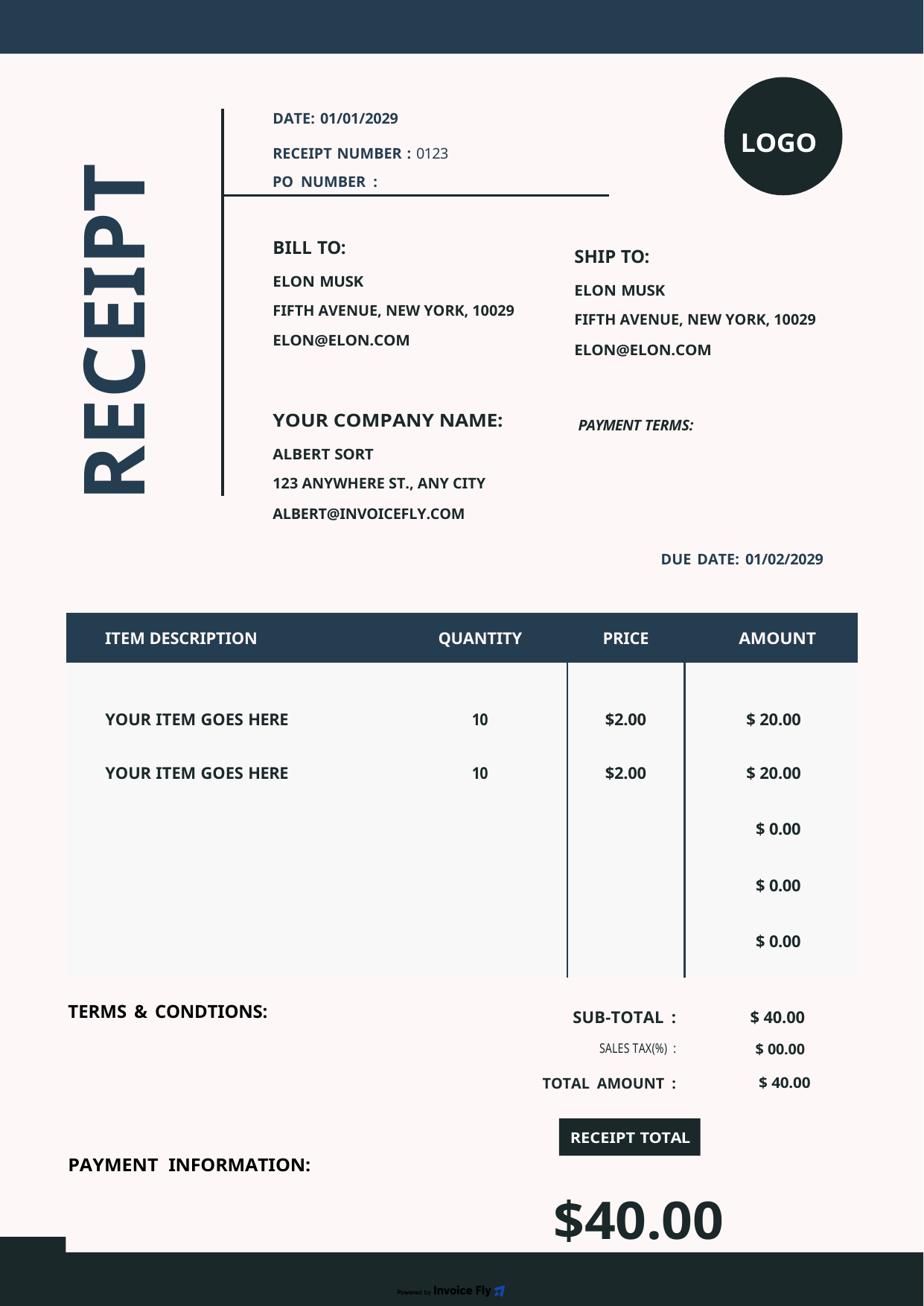 Azure Dark Receipt Template