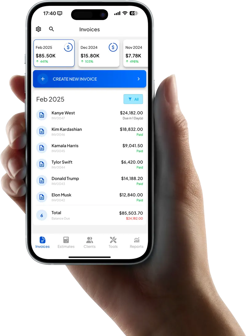 Invoice Fly app en iPhone