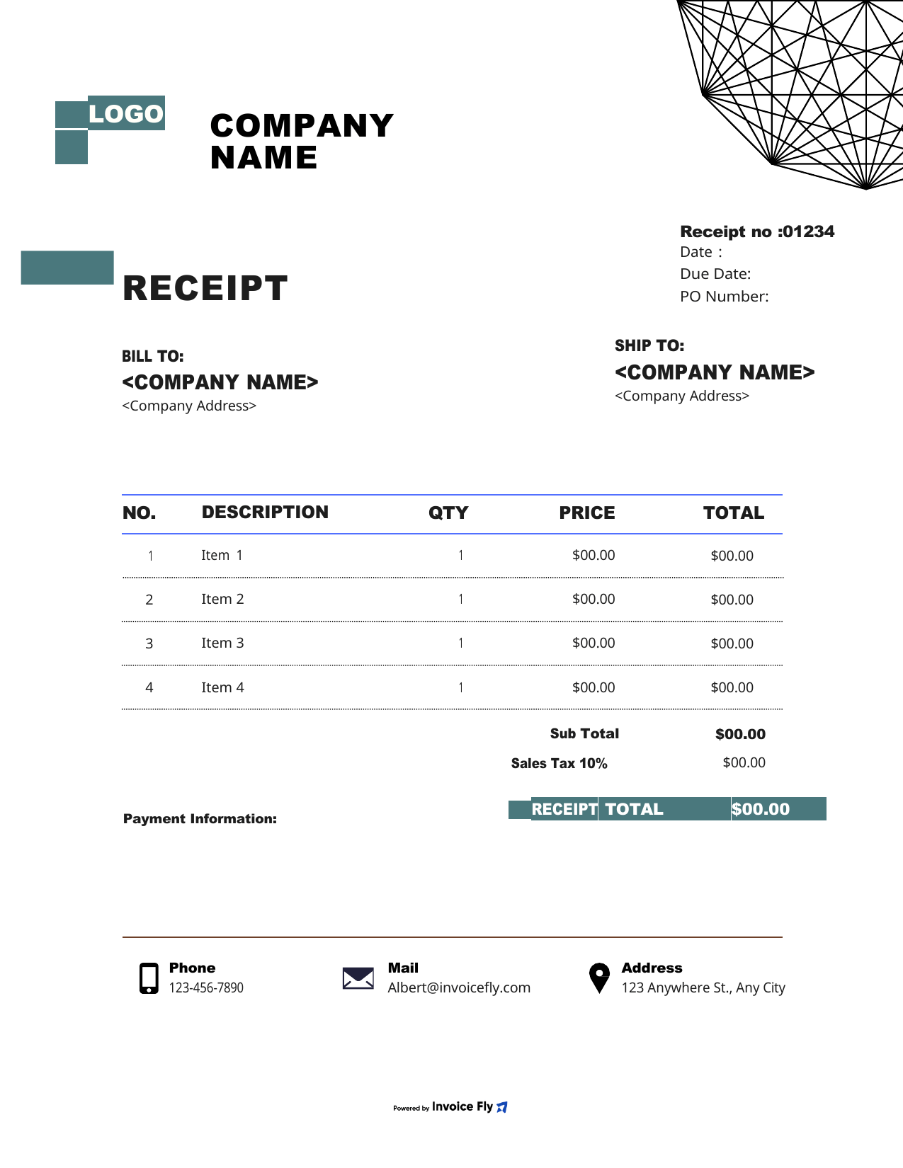 Minimal Azure Geometric Receipt Template