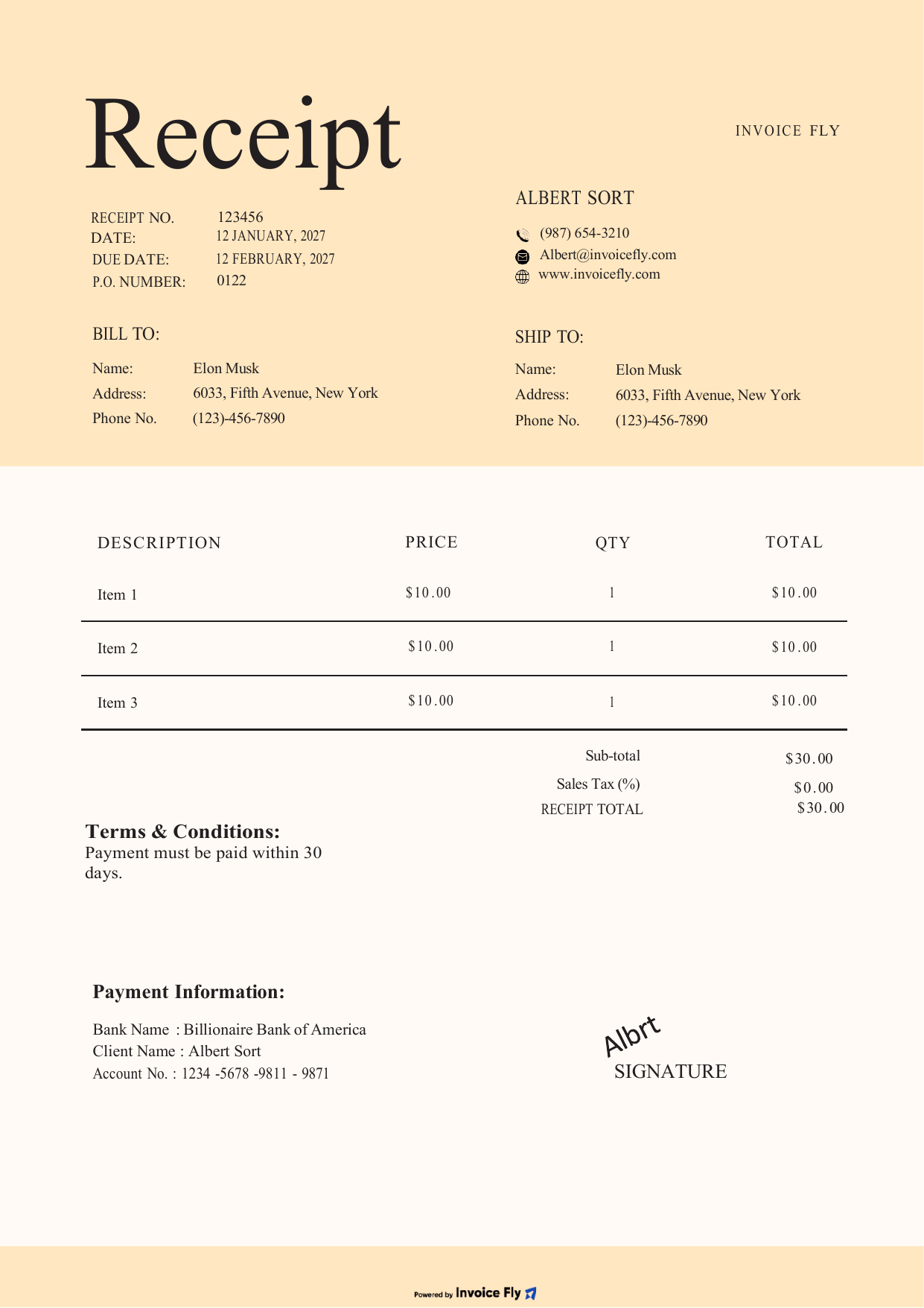 Minimal Beige Receipt Template