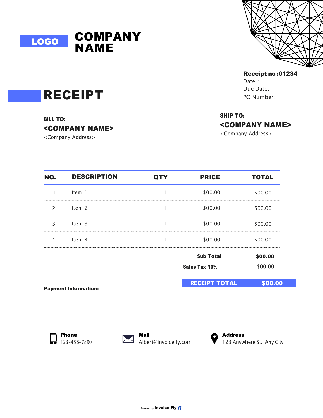 Minimal Blue Geometric Receipt Template