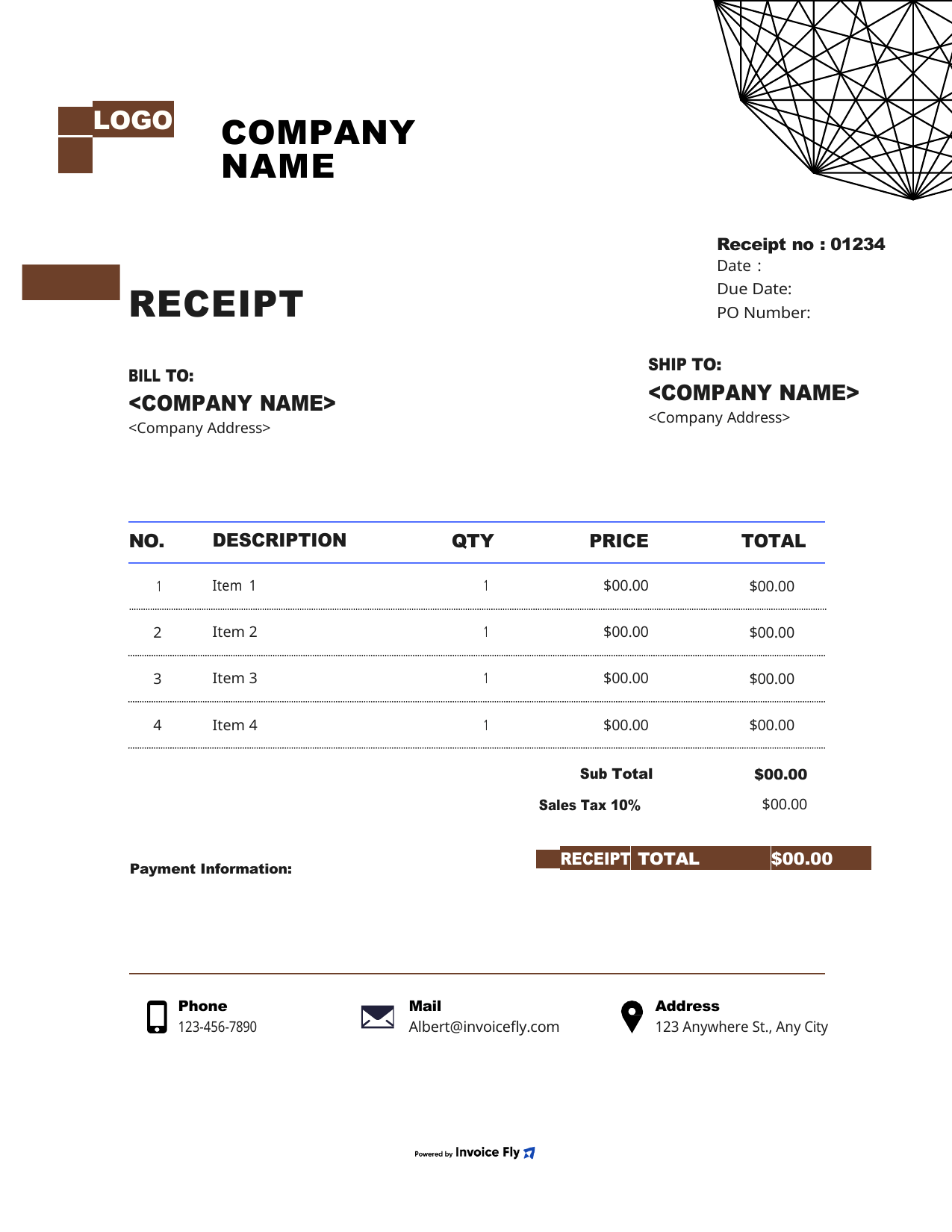 Minimal Brown Geometric Receipt Template