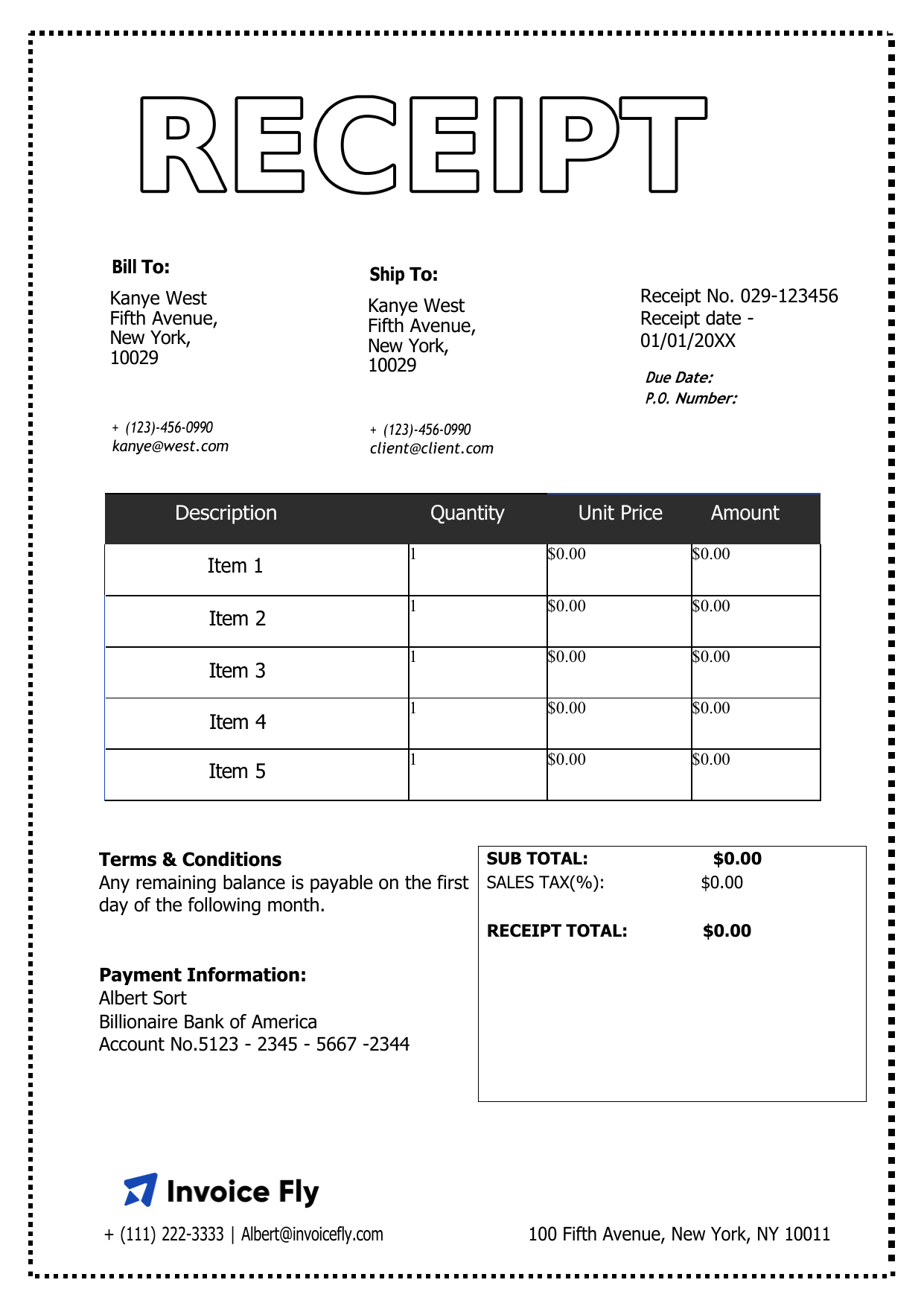 Modern Black Receipt Template